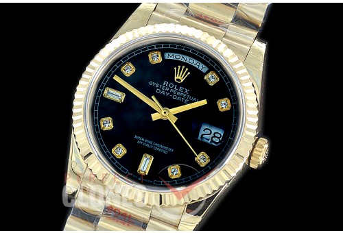 R36DDF-012 GMF 128238 2019 DayDate YG/YG Fluted/President Black Diamonds A-2836