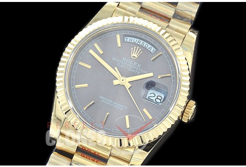R36DDF-004 GMF 128238 2019 DayDate YG/YG Fluted/President Dark Rhodium Grey Sticks A-2836