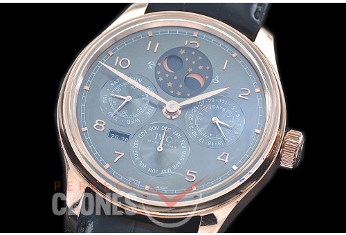 0 0 0 IWPPC-117 V9F Portugese Perpetual Calender IW503404 RG/LE Grey Asian Custom Movt 