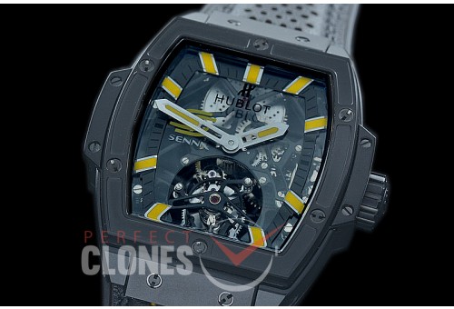 HB-SPT-0024 V9F Spirit of Big Bang Tourbillon DLC/LE Black/Yellow Skeleton SG Tourbillon 