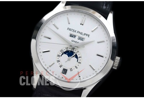 PP5396-101 Calatrava 5396G Annual Calender Moonphase SS/LE White Sticks Miyota 9100/Mod 324S
