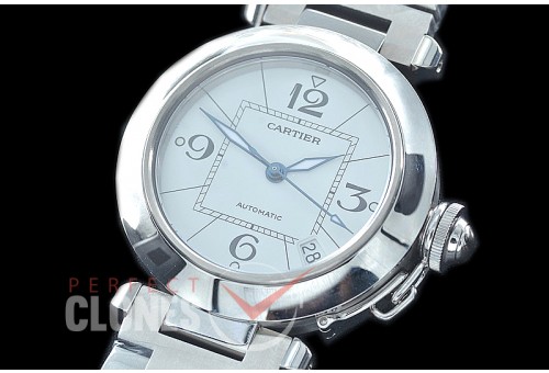 CARPS-35-101 V9F Pasha de Cartier Mid Ladies 35mm W31074M7 Automatic SS/SS White Asian Clone 2892/Calibre 049