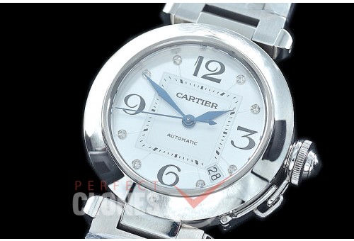 CARPS-35-106 V9F Pasha de Cartier Mid 35mm W31074M7 Automatic SS/SS White Asian Clone 2892/Calibre 049