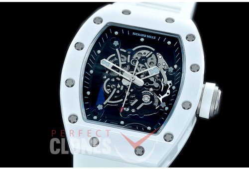 0 0 0 0 RM055-01-120 KVF RM055 Bubba Watson White Ceramic Limited Edition CER/RU Skeleton M8215 Mod