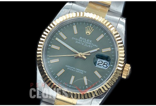 R36DJT-557F BP Datejust 36 126233 SS/YG Fluted/Oyster 2020 Olive Green Sticks A-2824
