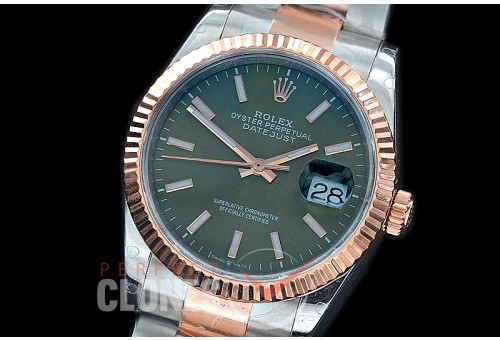 R36DJTR-557F BP Datejust 36 126231 SS/RG Fluted/Oyster 2020 Olive Green Sticks A-2824