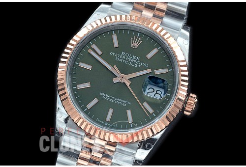 R36DJTR-507F BP Datejust 36 126231 SS/RG Fluted/Jubilee 2020 Olive Green Sticks A-2824
