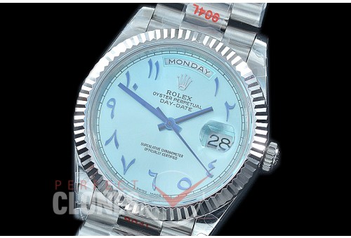 R40DDS00245 GMF Daydate 40mm 228239 904 Steel SS/SS Fluted Bez Ice Blue Arabic Special Ed A-2836