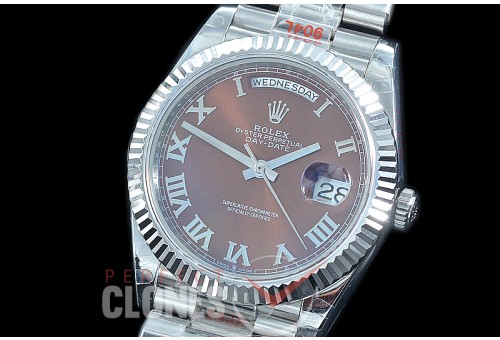 R40DDS00230 GMF Daydate 40mm 228239 904 Steel SS/SS Fluted Bez Brown Roman A-2836