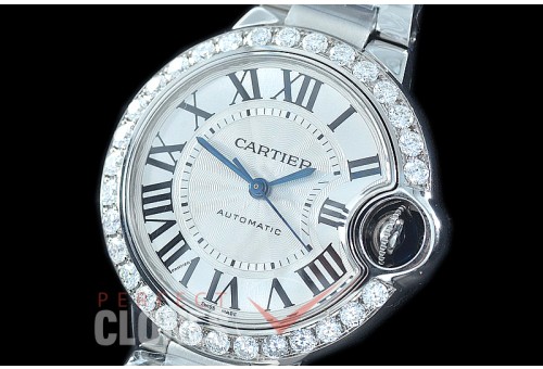 0 0 0 CARBA-33-061SD V7F Ballon de Cartier Ladies 33 SS/Diam/SS White Orig Cartier Cal 076 