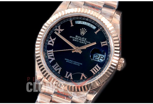 R40DDR00229 GMF Daydate 40mm 228235 904 Steel RG/RG Fluted Bez Black Roman A-2836