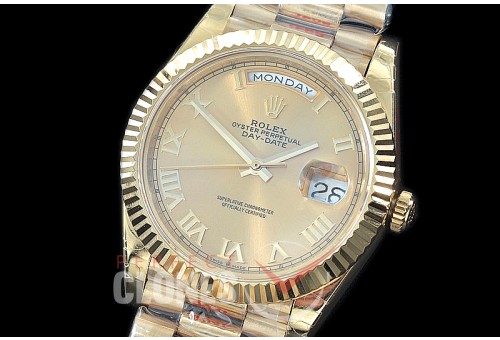 R40DDF00226 GMF Daydate 40mm 228238 904 Steel YG/YG Fluted Bez Champagne Gold Roman A-2836