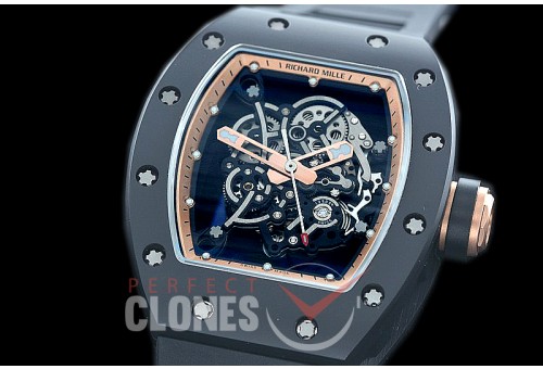 0 0 0 0 RM055-01-136 KVF RM055 Bubba Watson Black Ceramic Limited Edition CER/RU Skeleton M8215 Mod