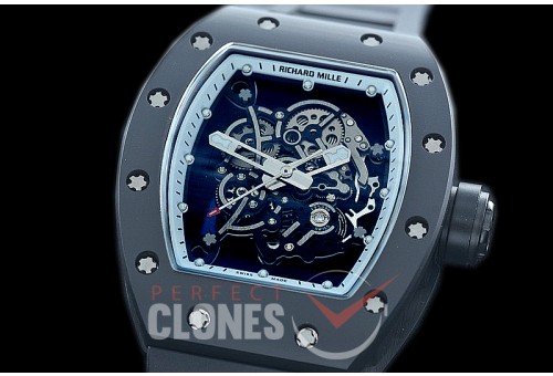0 0 0 0 RM055-01-135 KVF RM055 Bubba Watson Black Ceramic Limited Edition CER/RU Skeleton M8215 Mod