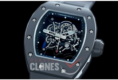 0 0 0 0 RM055-01-132 KVF RM055 Bubba Watson Black Ceramic Limited Edition CER/RU Skeleton M8215 Mod