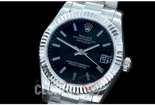 R31DJS-402 Datejust Midsize 278284 SS/SS Fluted/Oyster Black Sticks Asian Clone 2824