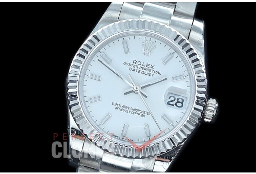R31DJS-401 Datejust Midsize 278284 SS/SS Fluted/Oyster White Sticks Asian Clone 2824