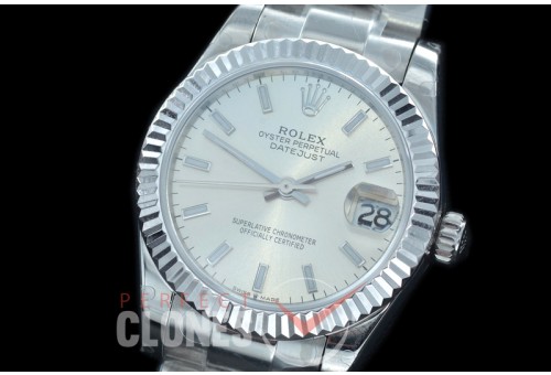 R31DJS-400 Datejust Midsize 278284 SS/SS Fluted/Oyster Silver Sticks Asian Clone 2824