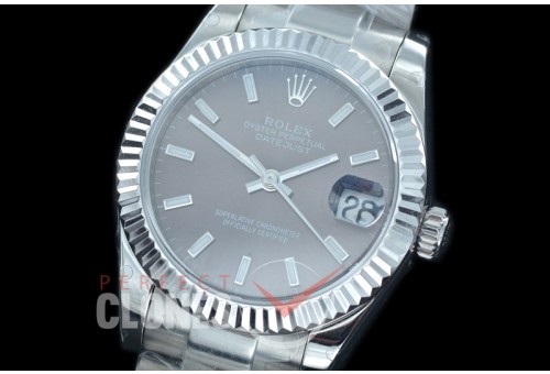 R31DJS-403 Datejust Midsize 278284 SS/SS Fluted/Oyster Dark Rhodium Grey Sticks Asian Clone 2824