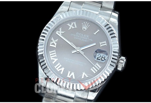 R31DJS-423 Datejust Midsize 278284 SS/SS Fluted/Oyster Dark Rhodium Grey Roman Asian Clone 2824
