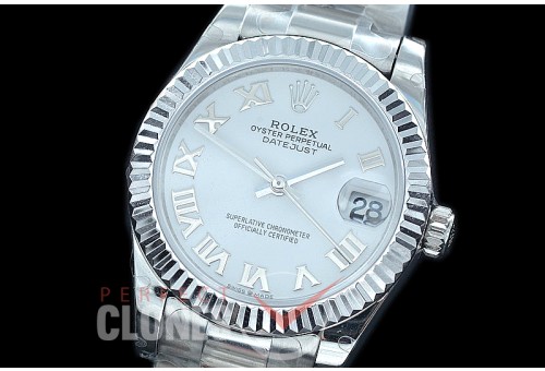 R31DJS-421 Datejust Midsize 278284 SS/SS Fluted/Oyster White Roman Asian Clone 2824