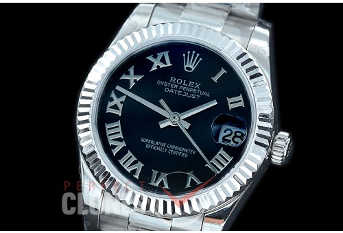 R31DJS-422 Datejust Midsize 278284 SS/SS Fluted/Oyster Black Roman Asian Clone 2824