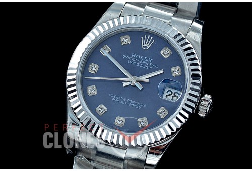 R31DJS-414 Datejust Midsize 278284 SS/SS Fluted/Oyster Blue Diam Asian Clone 2824