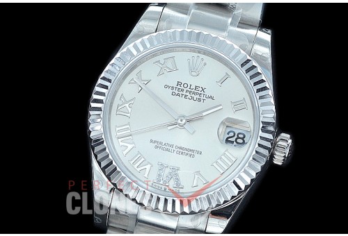 R31DJS-426 Datejust Midsize 278284 SS/SS Fluted/Oyster Silver Roman/Diam Asian Clone 2824