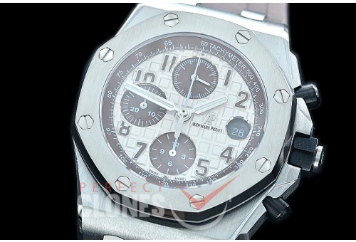 AP26470-506 BBVF Royal Oak Offshore SS/RU White/Brown A-7750 Mod to Calibre 3126/Secs@12