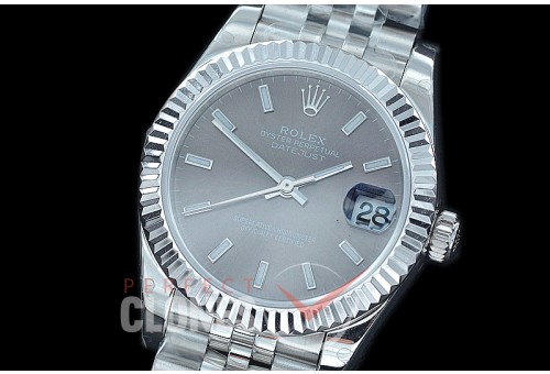 R31DJS-403J Datejust Midsize 278284 SS/SS Fluted/Jubilee Dark Rhodium Grey Sticks Asian Clone 2824
