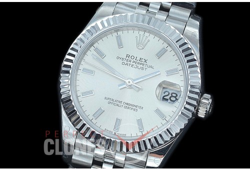 R31DJS-400J Datejust Midsize 278284 SS/SS Fluted/Jubilee Silver Sticks Asian Clone 2824