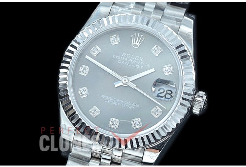 R31DJS-418J Datejust Midsize 278284 SS/SS Fluted/Jubilee MOP Black Diamond Asian Clone 2824