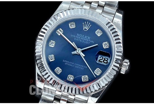 R31DJS-414J Datejust Midsize 278284 SS/SS Fluted/Jubilee Blue Diamond Asian Clone 2824