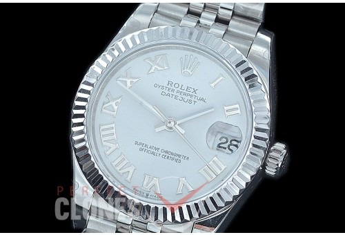 R31DJS-421J Datejust Midsize 278284 SS/SS Fluted/Jubilee White Roman Asian Clone 2824
