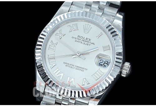 R31DJS-420J Datejust Midsize 278284 SS/SS Fluted/Jubilee Silver Roman Asian Clone 2824