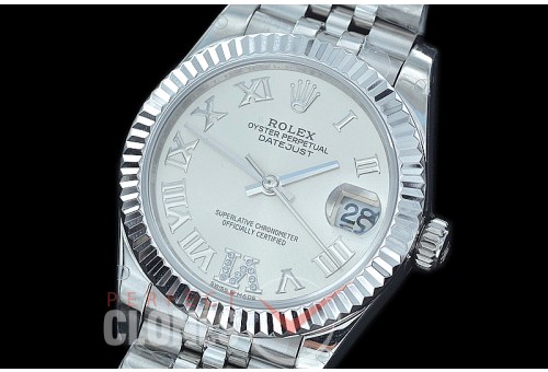 R31DJS-426J Datejust Midsize 278284 SS/SS Fluted/Jubilee Silver Roman/Diam Asian Clone 2824