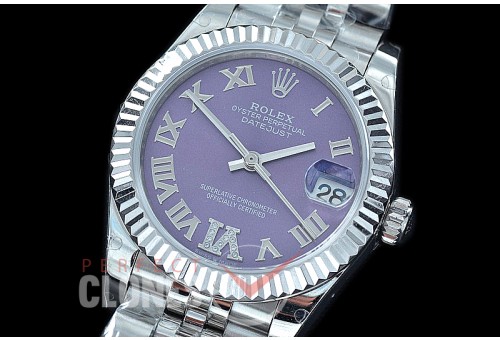 R31DJS-429J Datejust Midsize 278284 SS/SS Fluted/Jubilee Violet Roma/Diam Asian Clone 2824