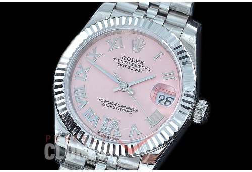 R31DJS-428J Datejust Midsize 278284 SS/SS Fluted/Jubilee Pink Roman/Diam Asian Clone 2824