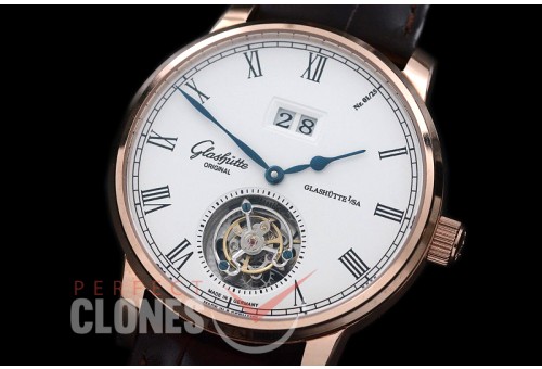 0 GL-SEN-106 Senator Big Date Tourbillon RG/LE White Asian Flyman Tourbillon 