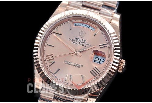 R40DDR00225 GMF Daydate 40mm 228235 904 Steel RG/RG Fluted Bez Rose Gold Roman A-2836