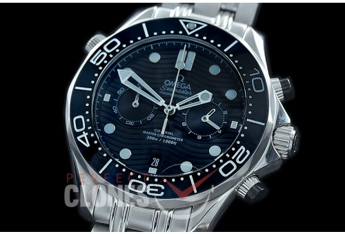 OMSEC-1011 Seamaster 300m Professional Chronograph SS/SS Black OS20 Quartz