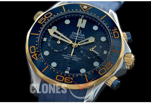 OMSEC-1017R Seamaster 300m Professional Chronograph SS/YG/RU Blue OS20 Quartz 