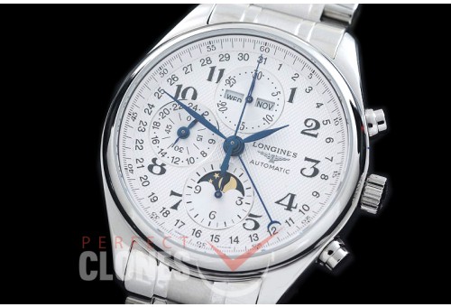LG00081S Longines Master Calender Chronograph SS/SS White Num Asian 7751