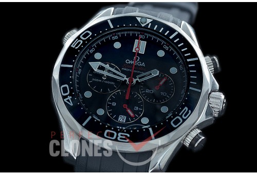 OMSEC-1001R Seamaster 300m Professional Chronograph SS/RU Black OS20 Quartz