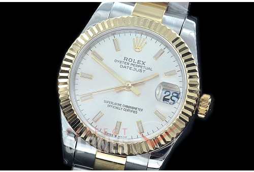 R31DJT-400 BP Datejust Midsize 278283 SS/YG Fluted/Oyster Silver Sticks Asian Clone 2824