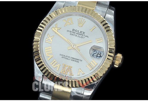 R31DJT-426 BP Datejust Midsize 278283 SS/YG Fluted/Oyster Silver Roman/Diam Asian Clone 2824
