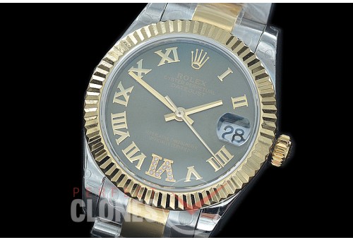 R31DJT-430 BP Datejust Midsize 278283 SS/YG Fluted/Oyster Green Roman/Diam Asian Clone 2824