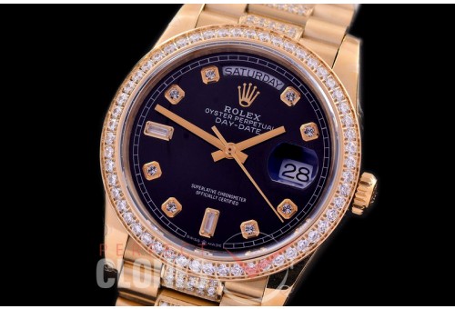 R36DDF-112D2 BP 128348RBR 2019 DayDate YG/YG Fluted/President Black Diamonds A-2836