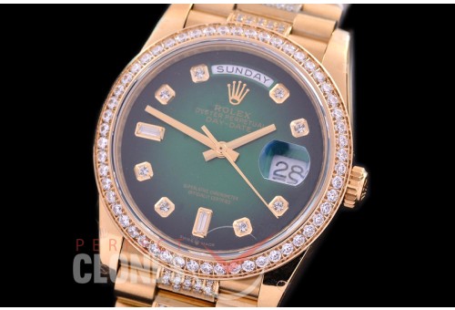 R36DDF-119D2 BP 128348RBR 2019 DayDate YG/YG Fluted/President Green Diamonds A-2836