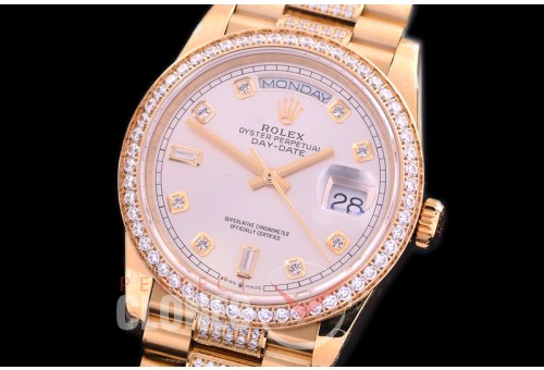 R36DDF-110D2 BP 128348RBR 2019 DayDate YG/YG Fluted/President Silver Diamonds A-2836